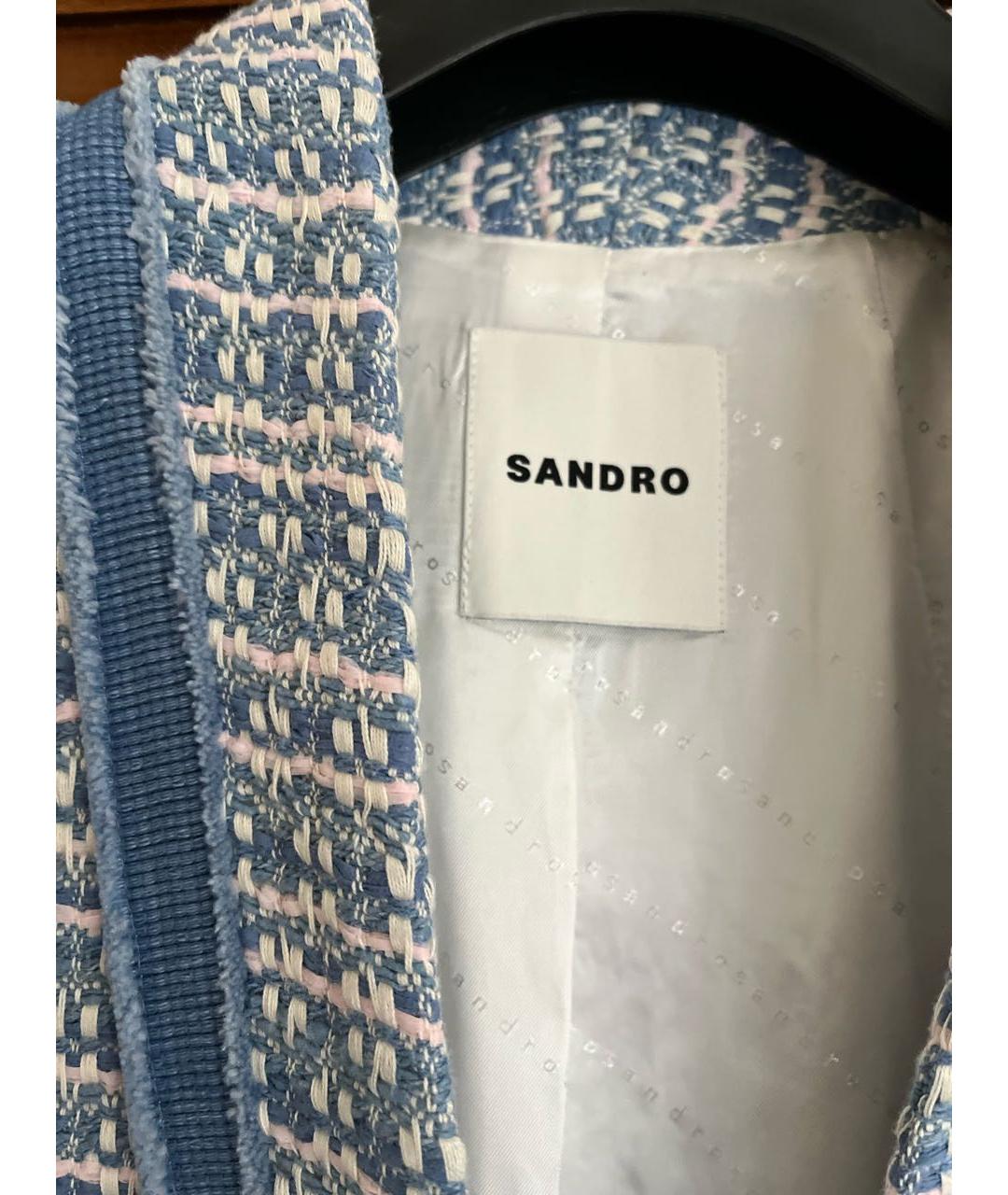 SANDRO Голубой хлопковый жакет/пиджак, фото 3