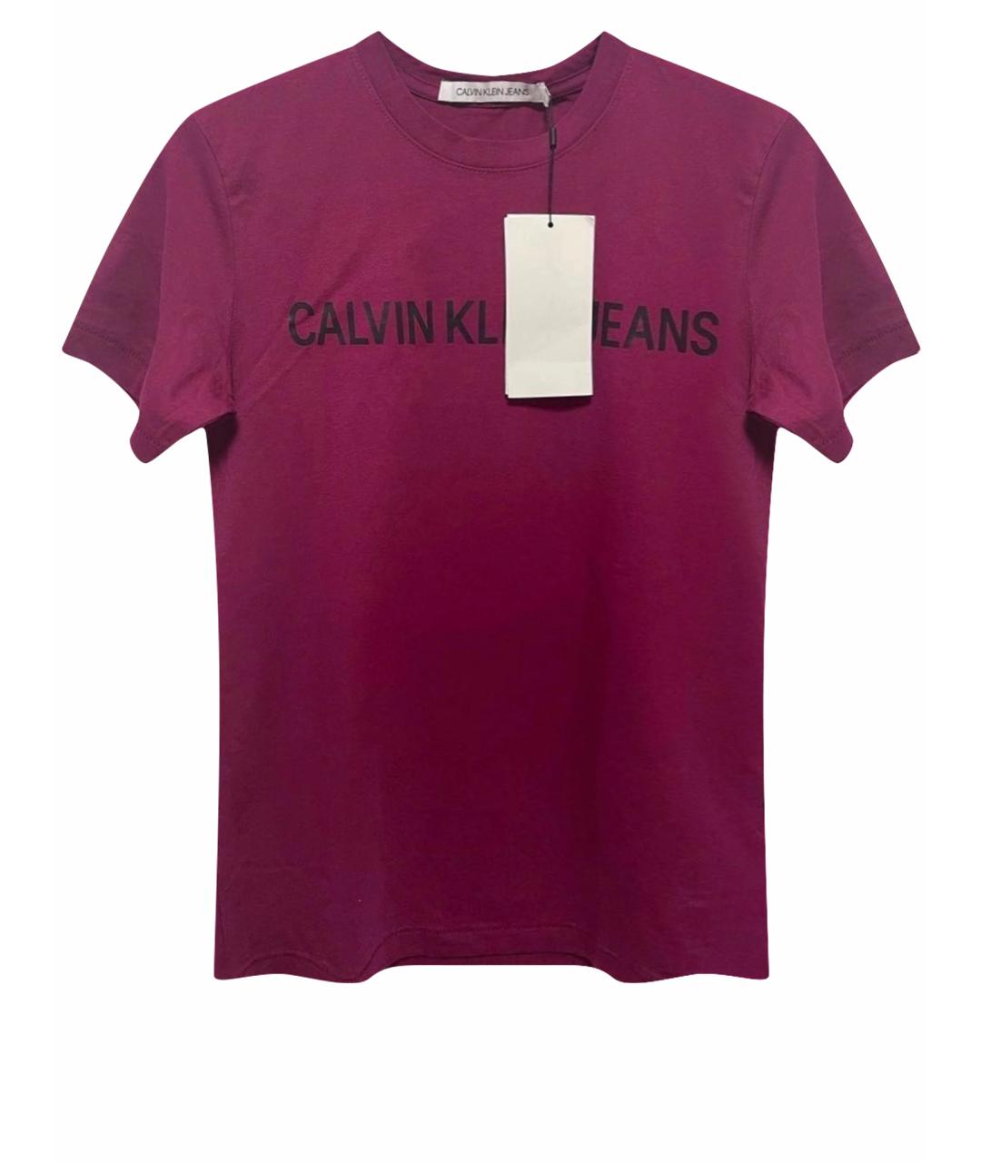 CALVIN KLEIN Бордовая хлопковая футболка, фото 1