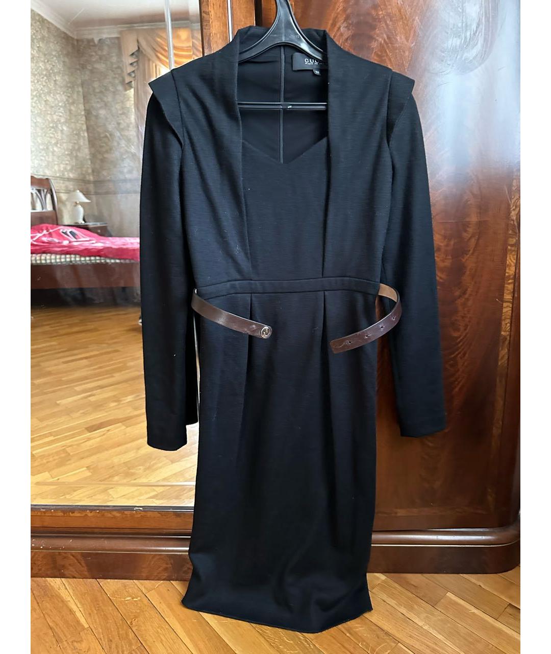 GUCCI Черное шерстяное повседневное платье, фото 5