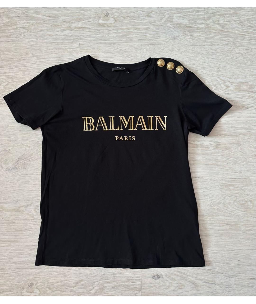 BALMAIN Черная хлопковая футболка, фото 4
