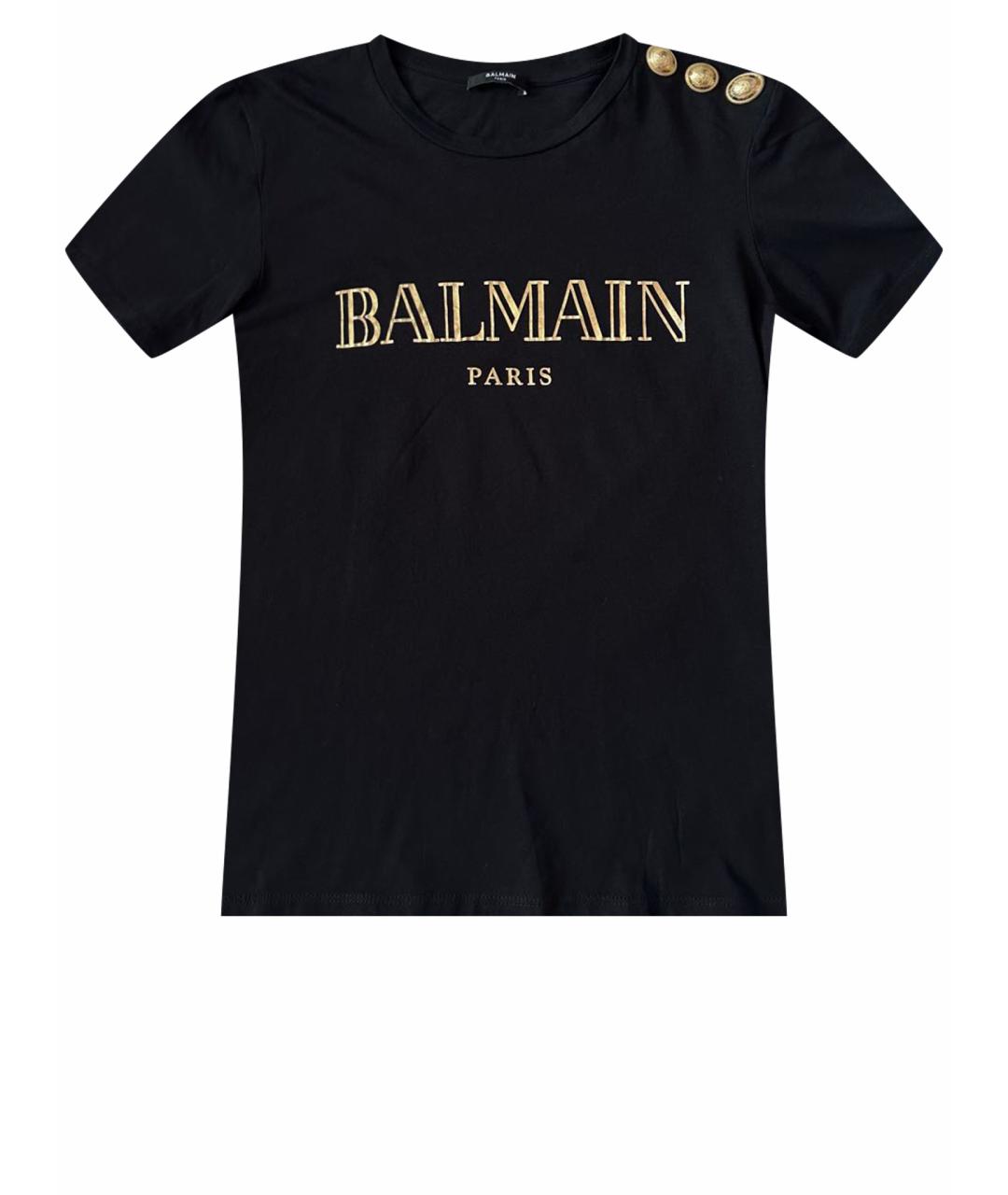 BALMAIN Черная хлопковая футболка, фото 1