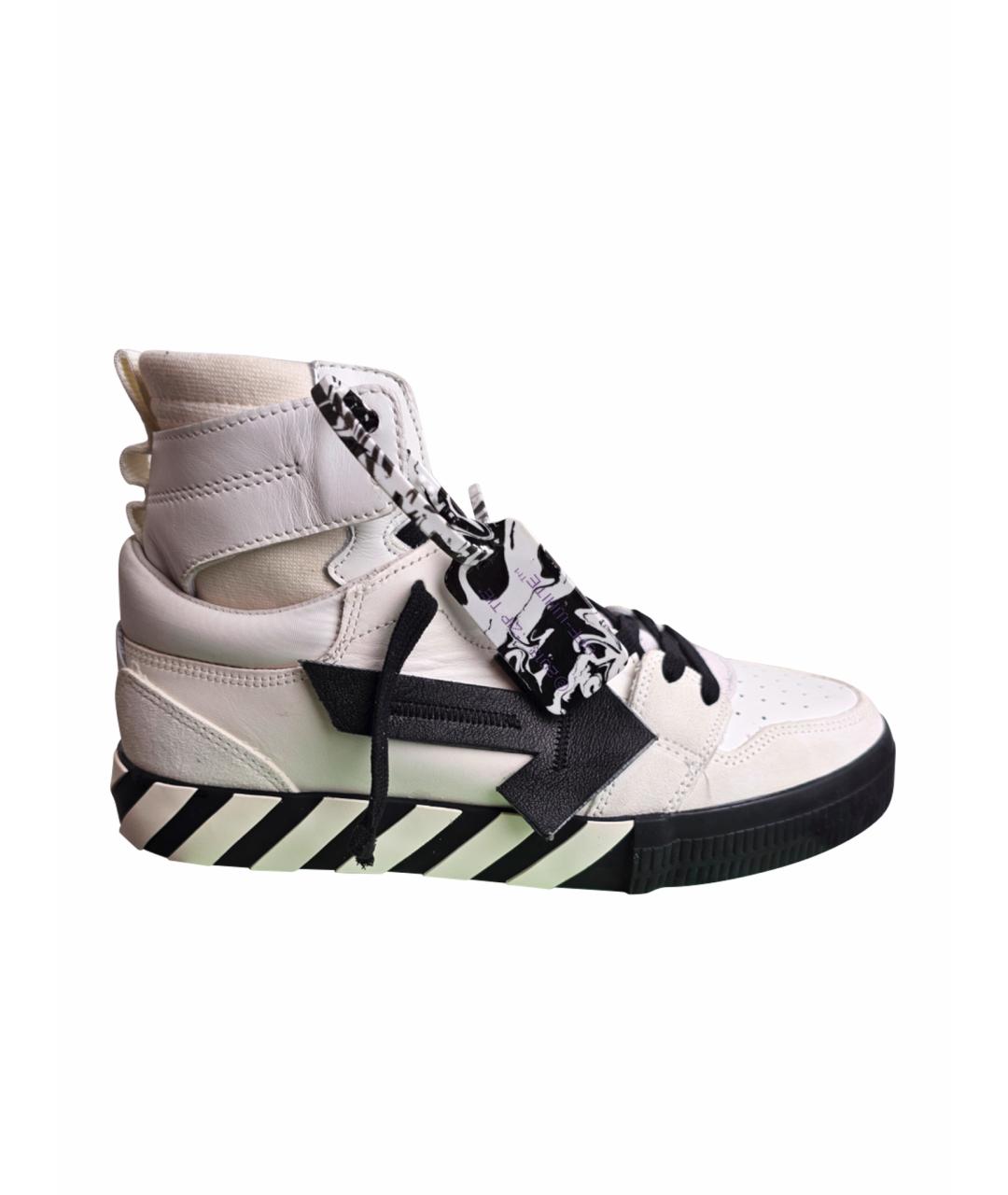 OFF-WHITE Белые кожаные высокие кроссовки / кеды, фото 1