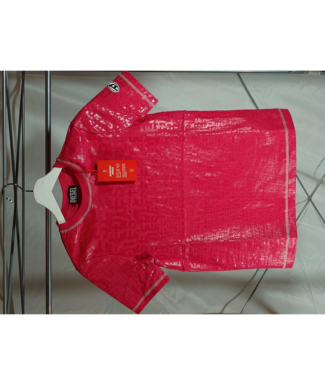 DIESEL Красная хлопко-эластановая футболка, фото 8