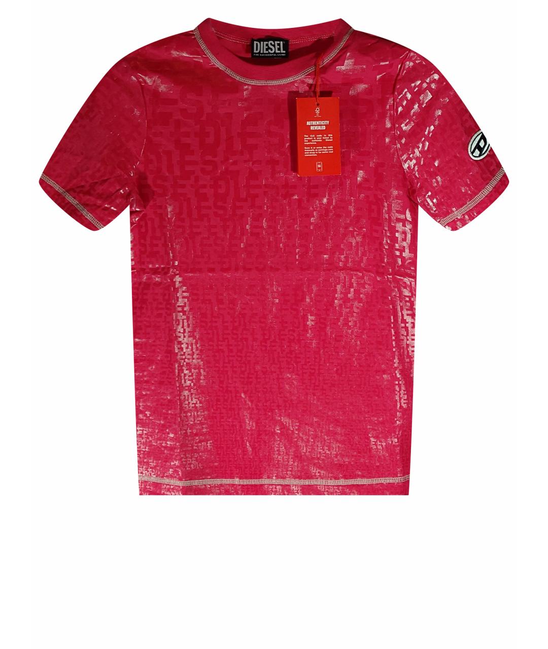 DIESEL Красная хлопко-эластановая футболка, фото 1
