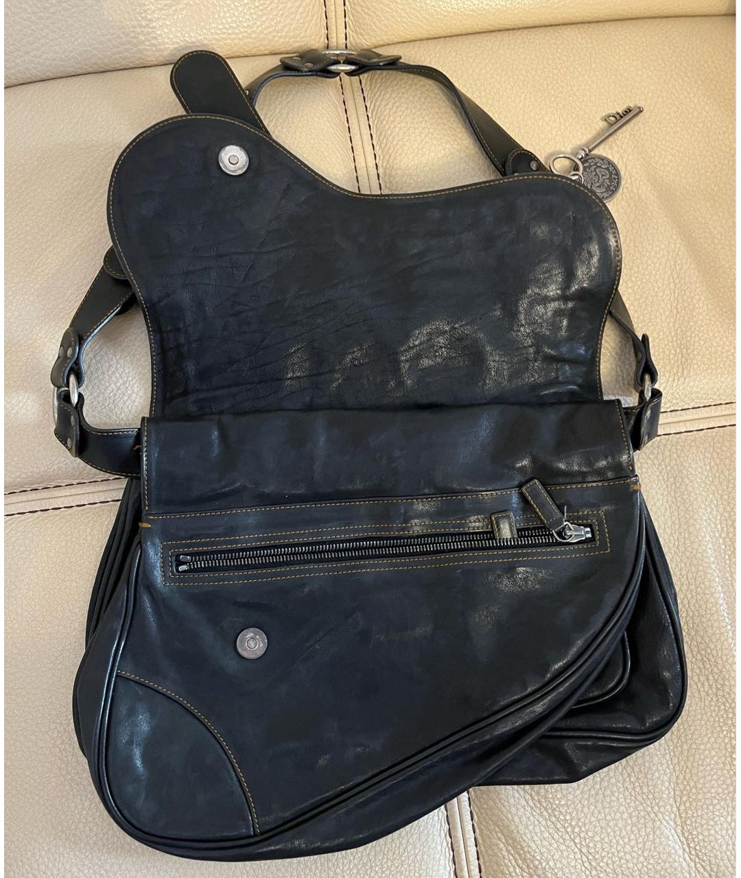 CHRISTIAN DIOR PRE-OWNED Черная кожаная сумка через плечо, фото 5