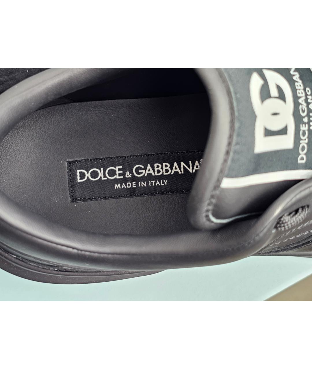 DOLCE&GABBANA Черные кожаные низкие кроссовки / кеды, фото 7
