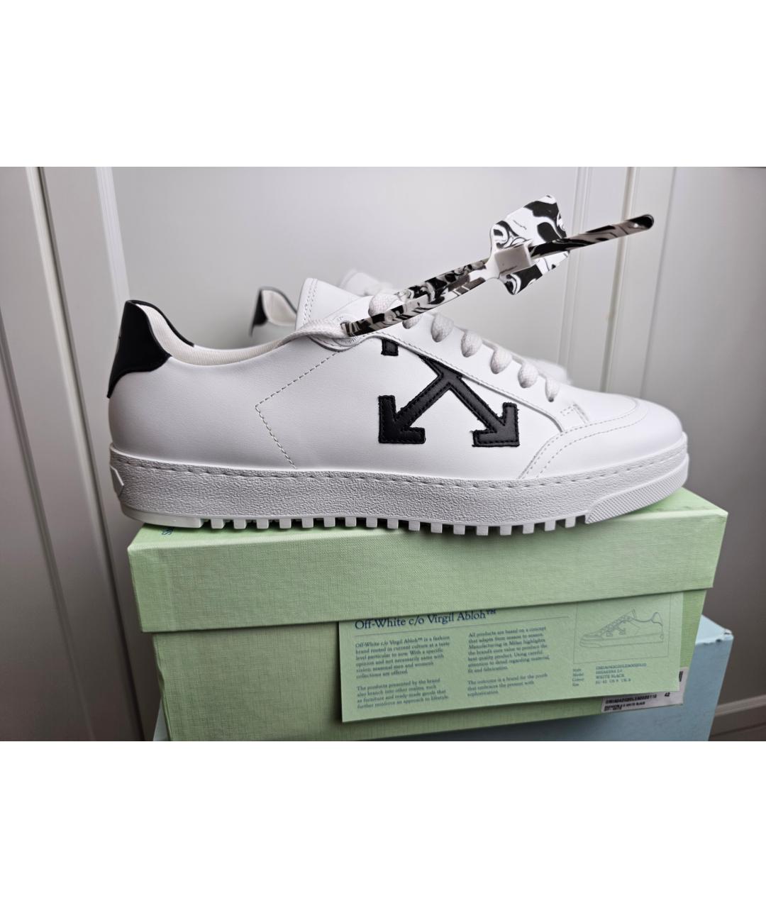 OFF-WHITE Белые кожаные низкие кроссовки / кеды, фото 10