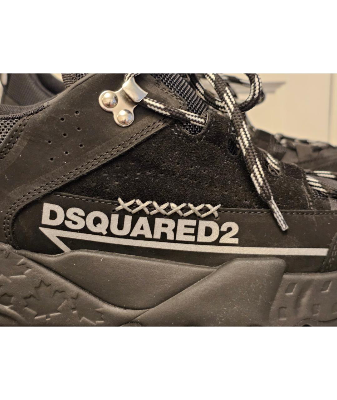 DSQUARED2 Черные кожаные низкие кроссовки / кеды, фото 8