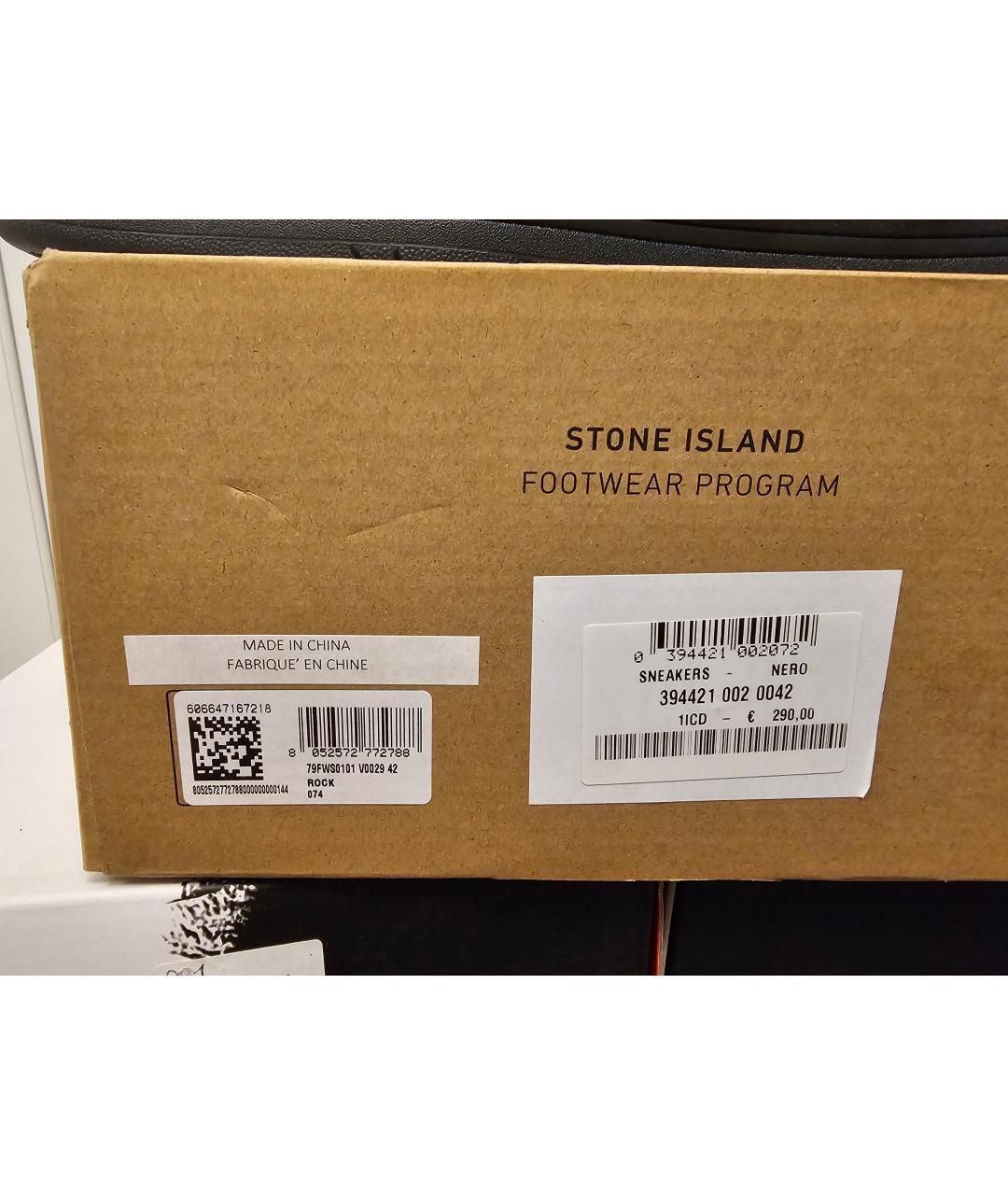 STONE ISLAND Черные кожаные низкие кроссовки / кеды, фото 9