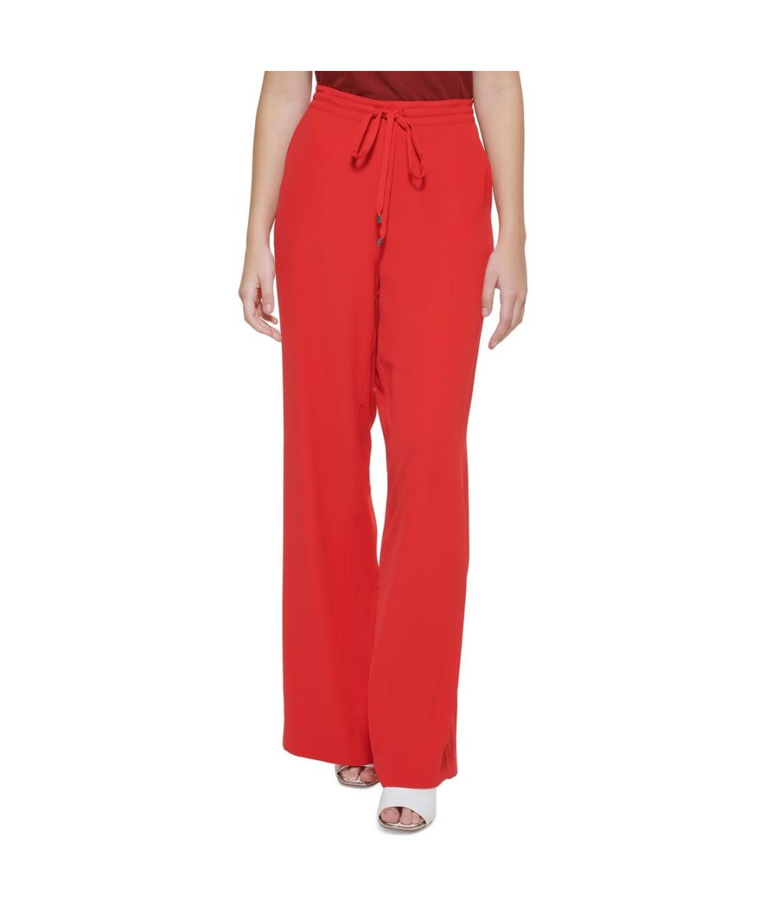 DKNY Красные полиэстеровые брюки широкие, фото 7