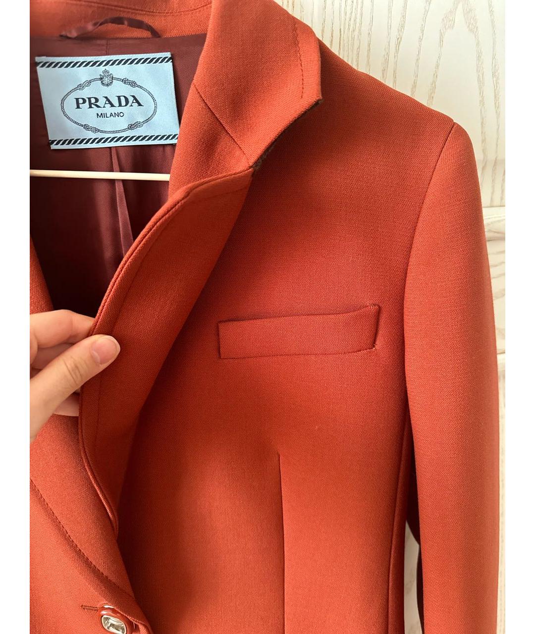 PRADA Оранжевый шерстяной жакет/пиджак, фото 7