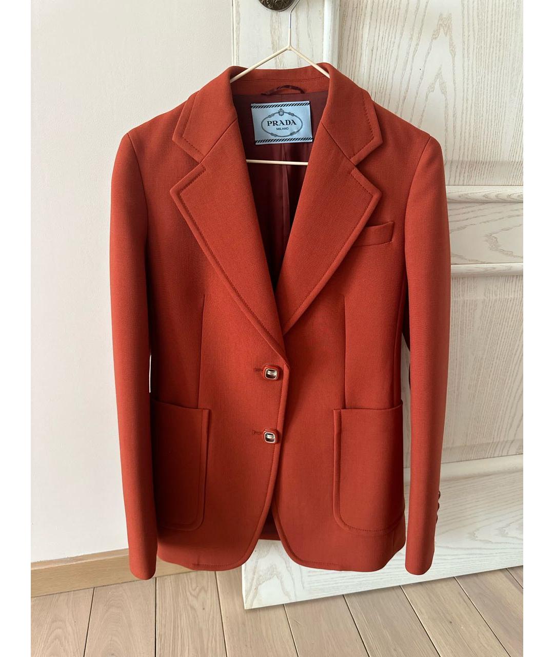 PRADA Оранжевый шерстяной жакет/пиджак, фото 9