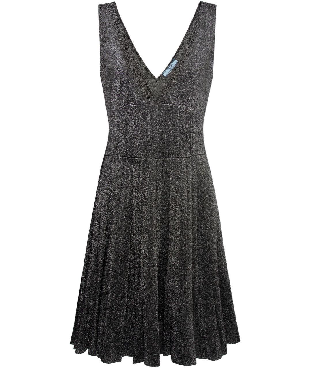 PRADA Серебряное вискозное вечернее платье, фото 4