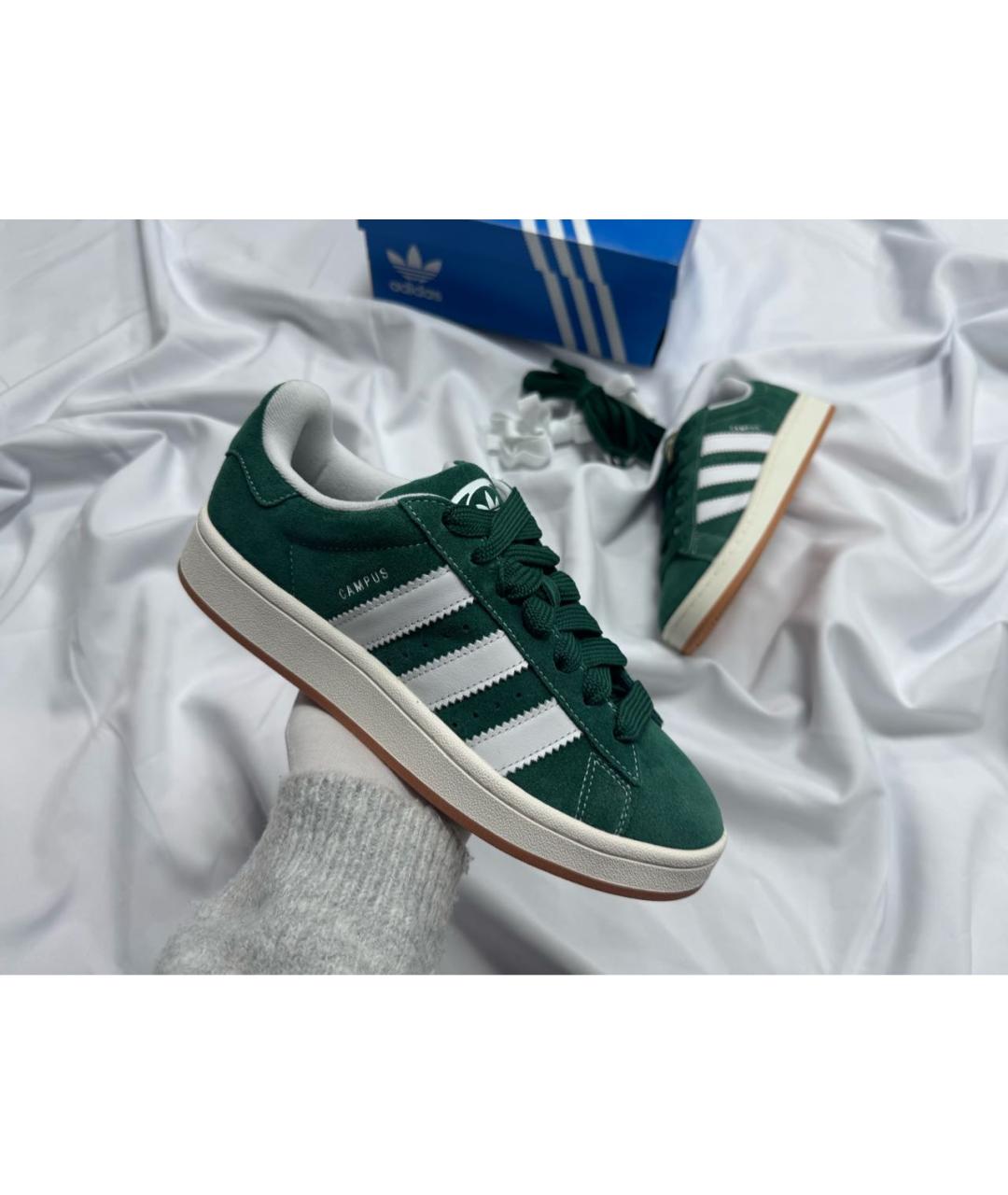 ADIDAS Зеленые замшевые кроссовки, фото 2