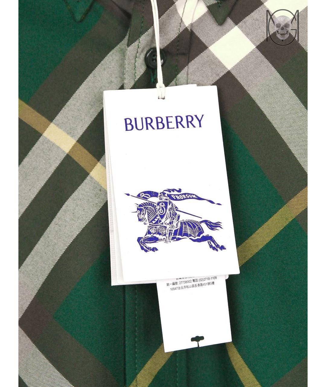BURBERRY Зеленая хлопковая кэжуал рубашка, фото 6
