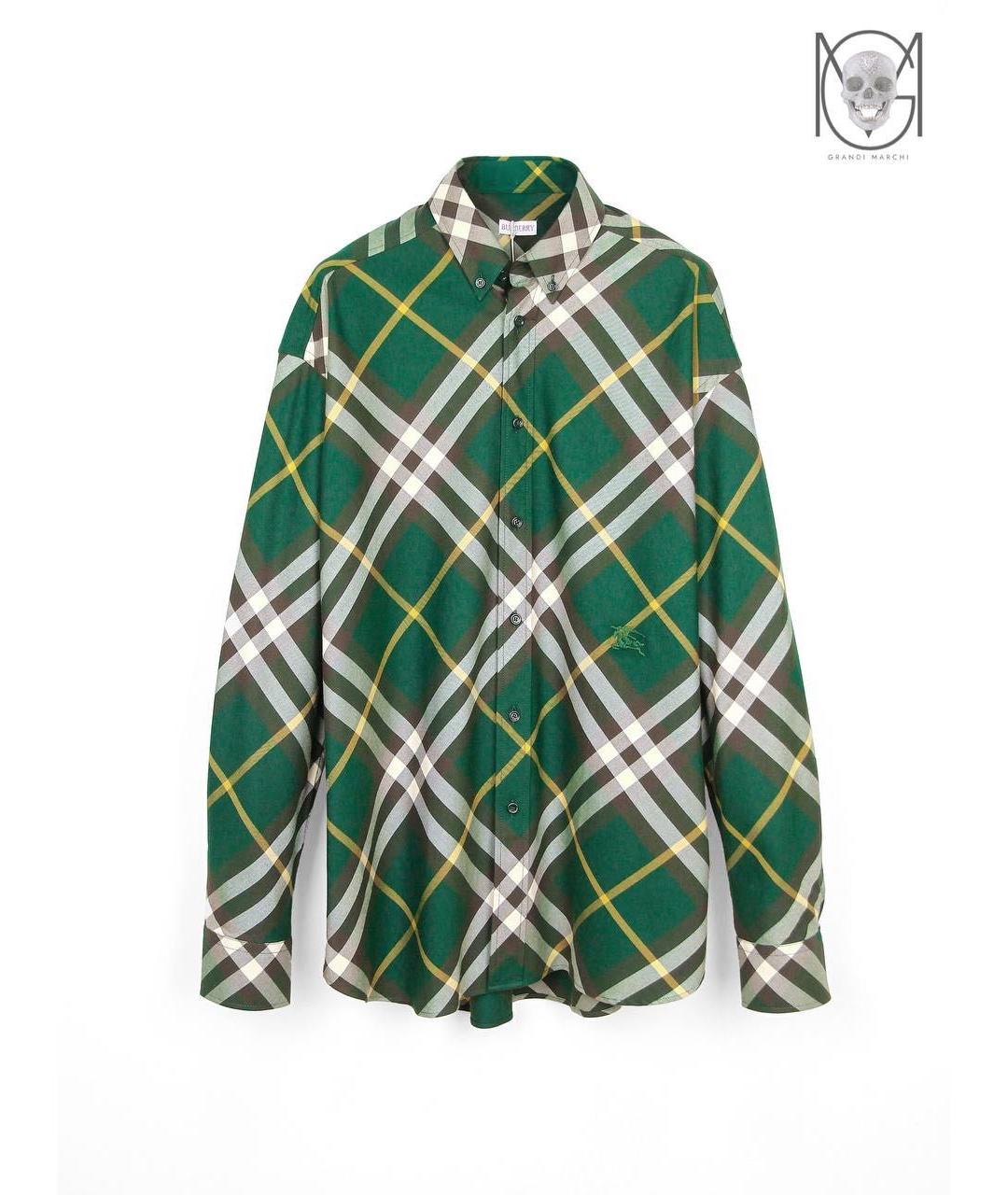 BURBERRY Зеленая хлопковая кэжуал рубашка, фото 9