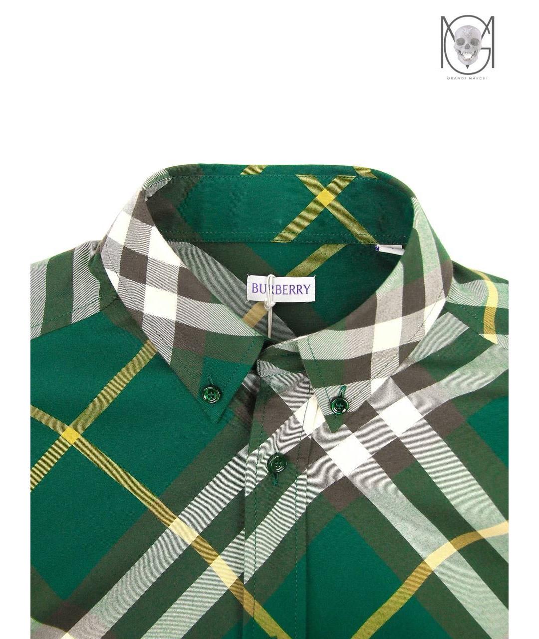 BURBERRY Зеленая хлопковая кэжуал рубашка, фото 3