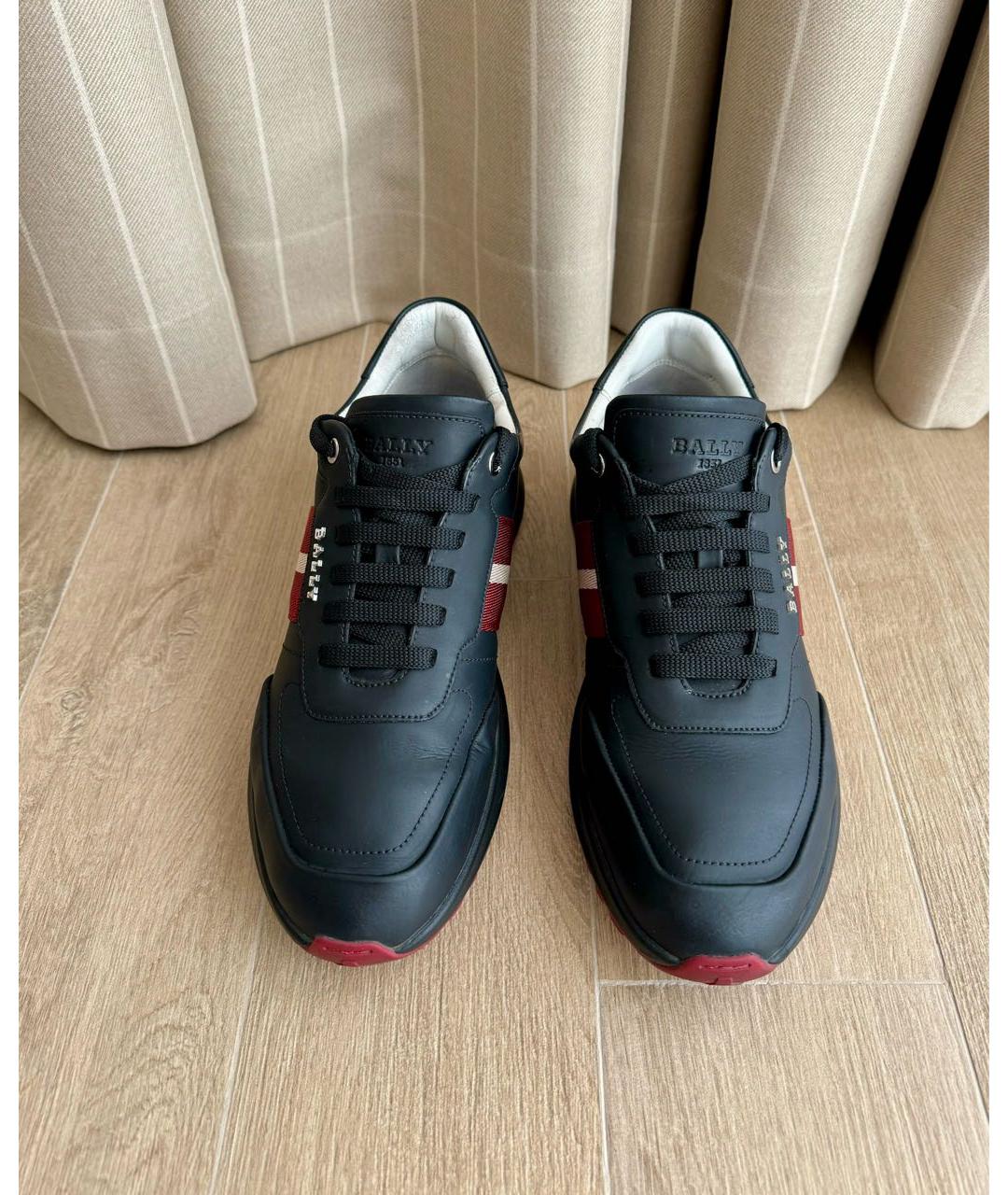 BALLY Черные кожаные низкие кроссовки / кеды, фото 2