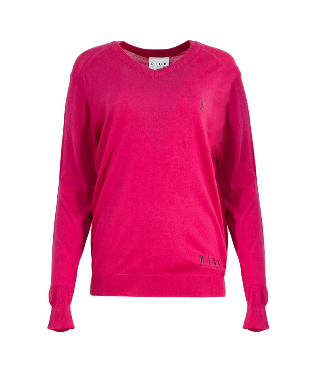 JOHN RICHMOND Розовый шерстяной джемпер / свитер, фото 6
