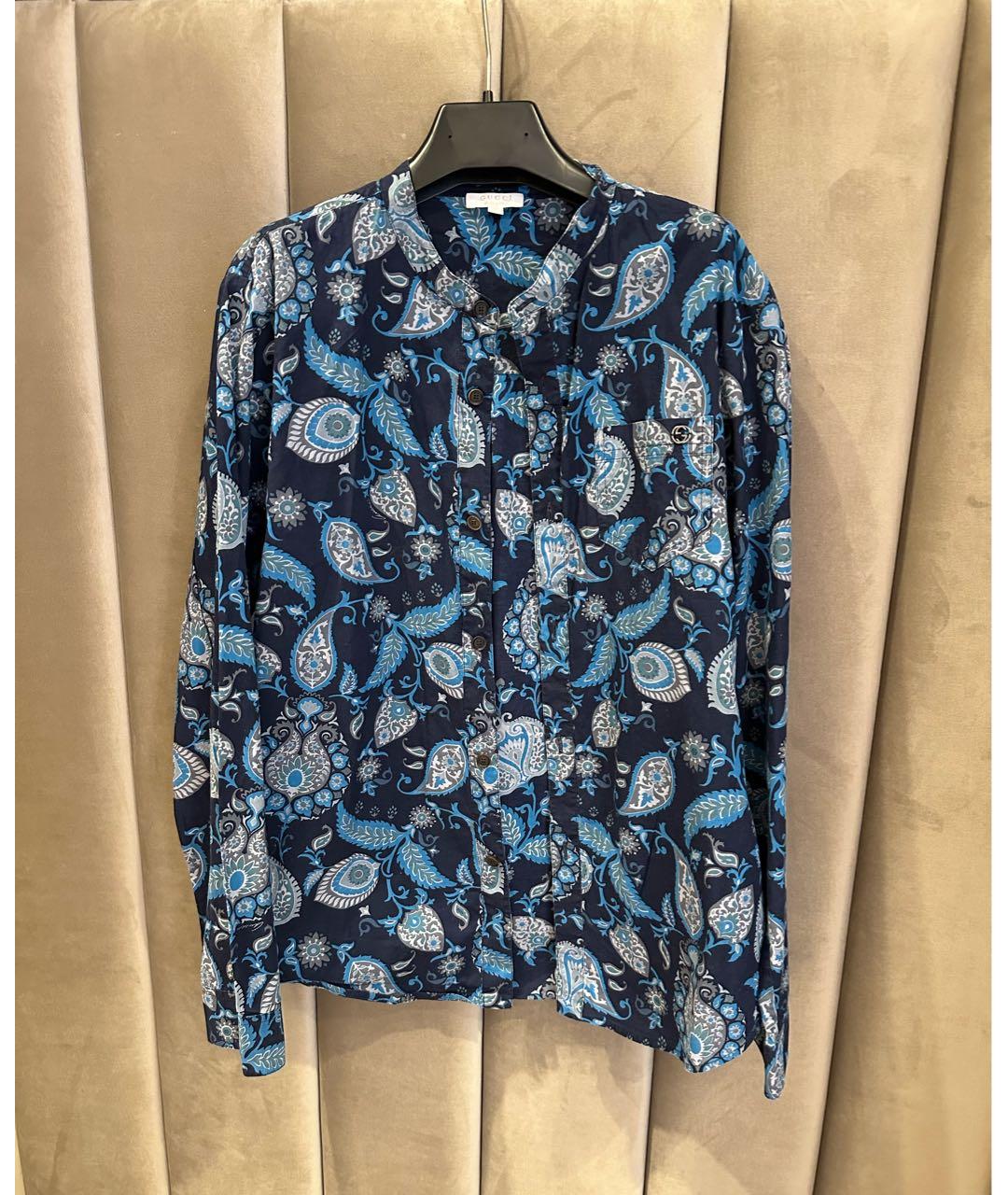 GUCCI Темно-синяя хлопковая рубашка/блузка, фото 6