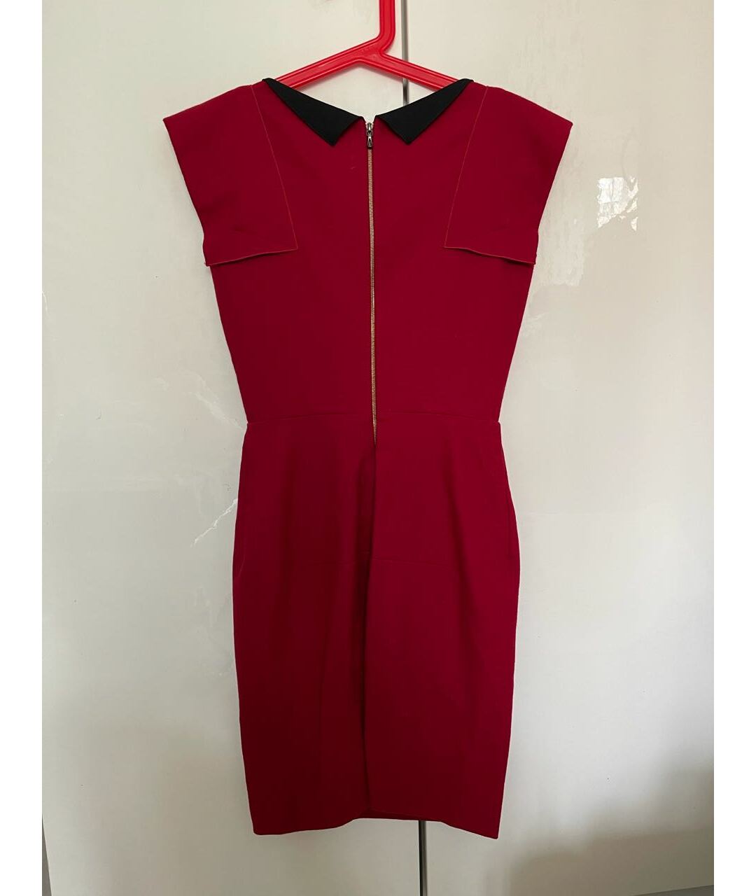ROLAND MOURET Красное шерстяное коктейльное платье, фото 3