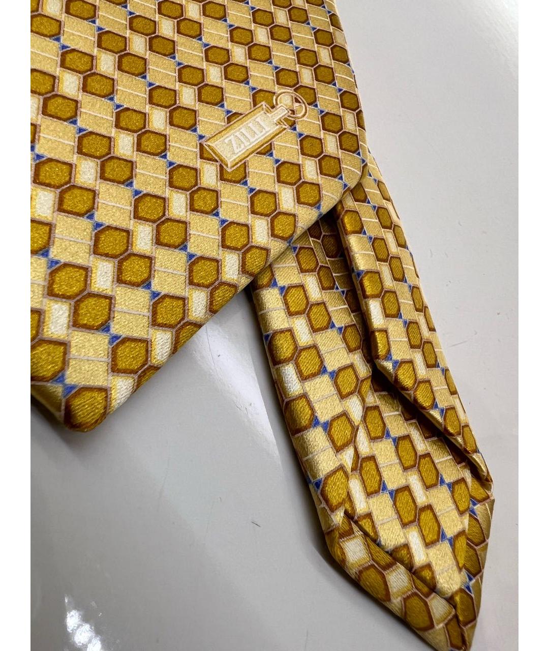 ZILLI Желтый шелковый галстук, фото 4