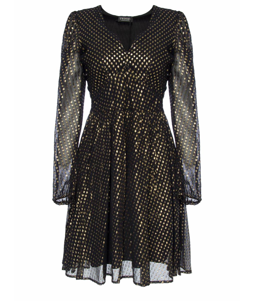 TWIN-SET Черное вискозное коктейльное платье, фото 1