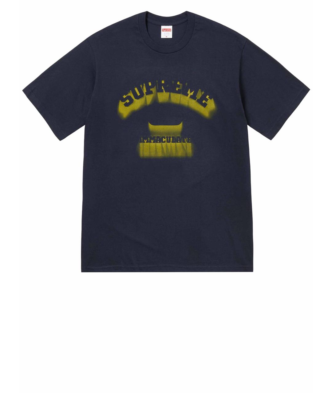 SUPREME Темно-синяя хлопковая футболка, фото 1