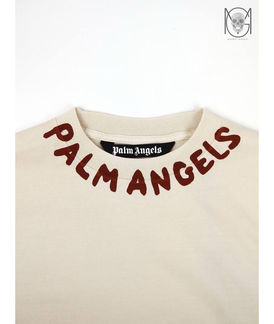 PALM ANGELS Бежевая хлопковая футболка, фото 3
