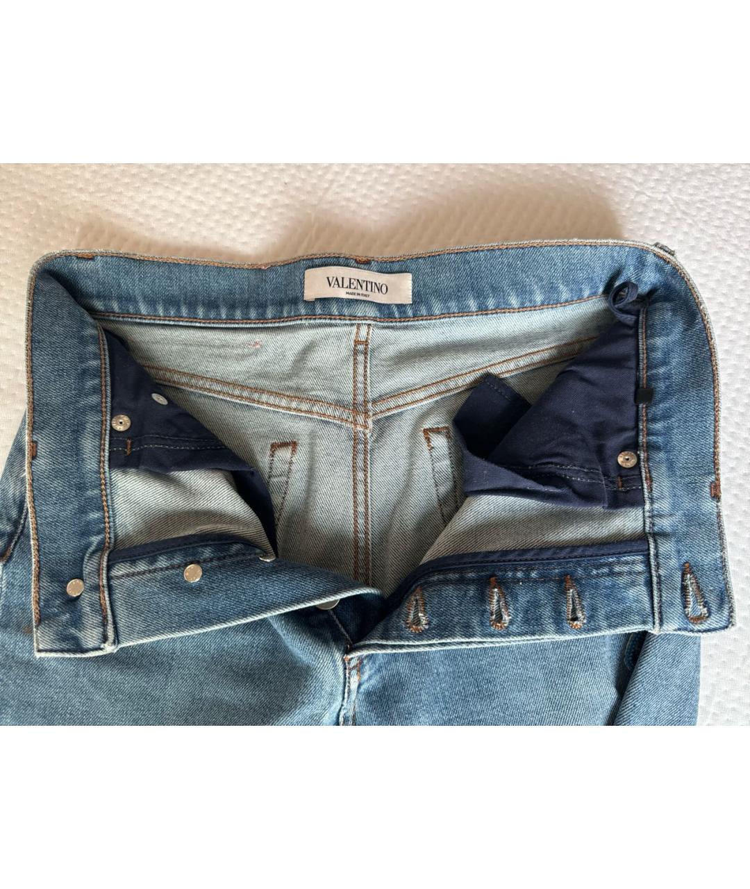 VALENTINO Голубые хлопко-эластановые прямые джинсы, фото 3
