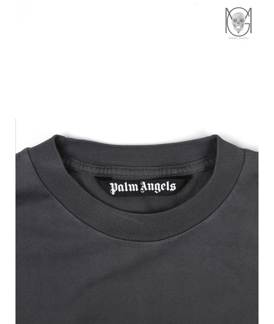 PALM ANGELS Антрацитовая хлопковая футболка, фото 4