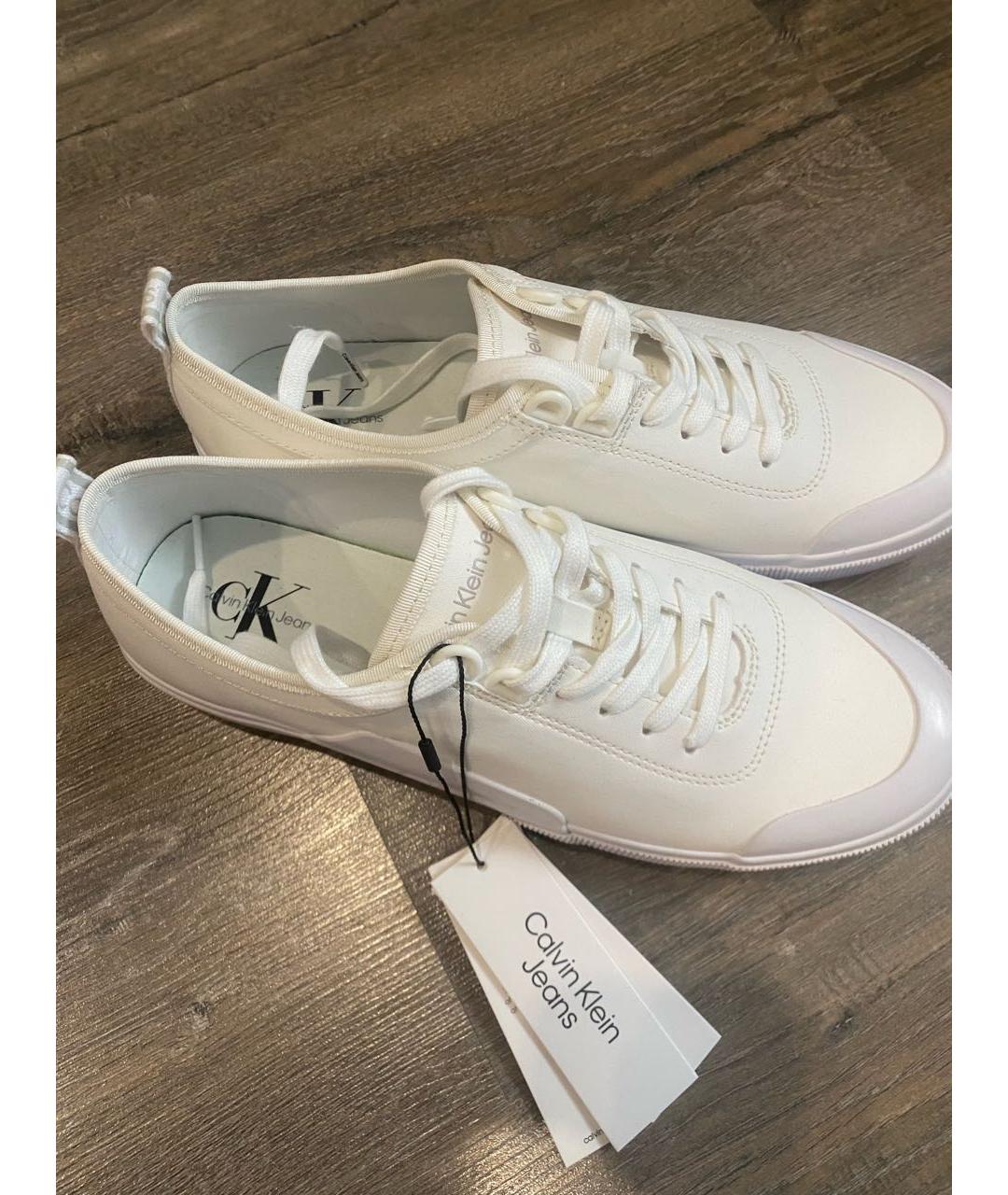 CALVIN KLEIN Белые текстильные низкие кроссовки / кеды, фото 5