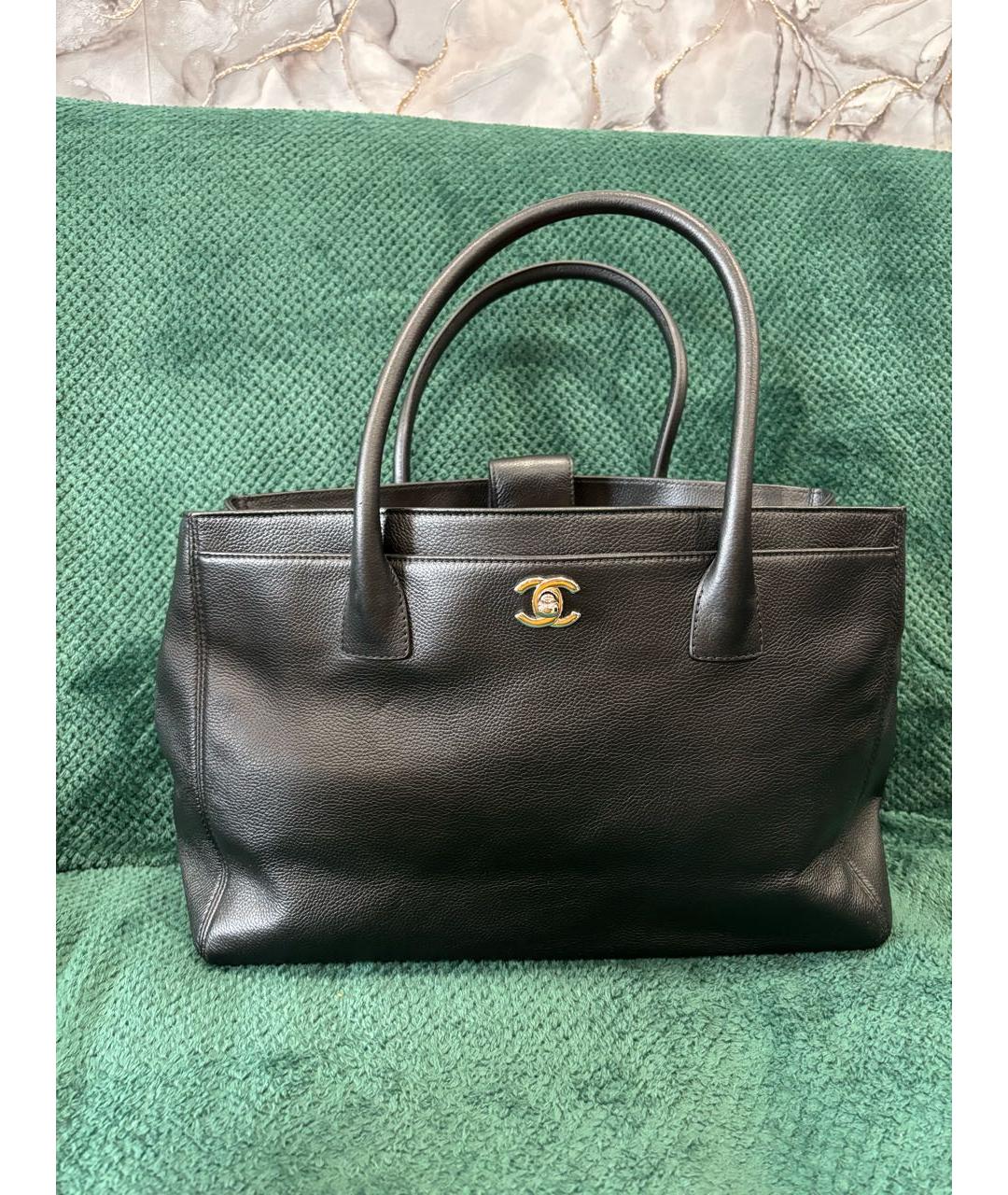 CHANEL PRE-OWNED Черная кожаная сумка тоут, фото 8