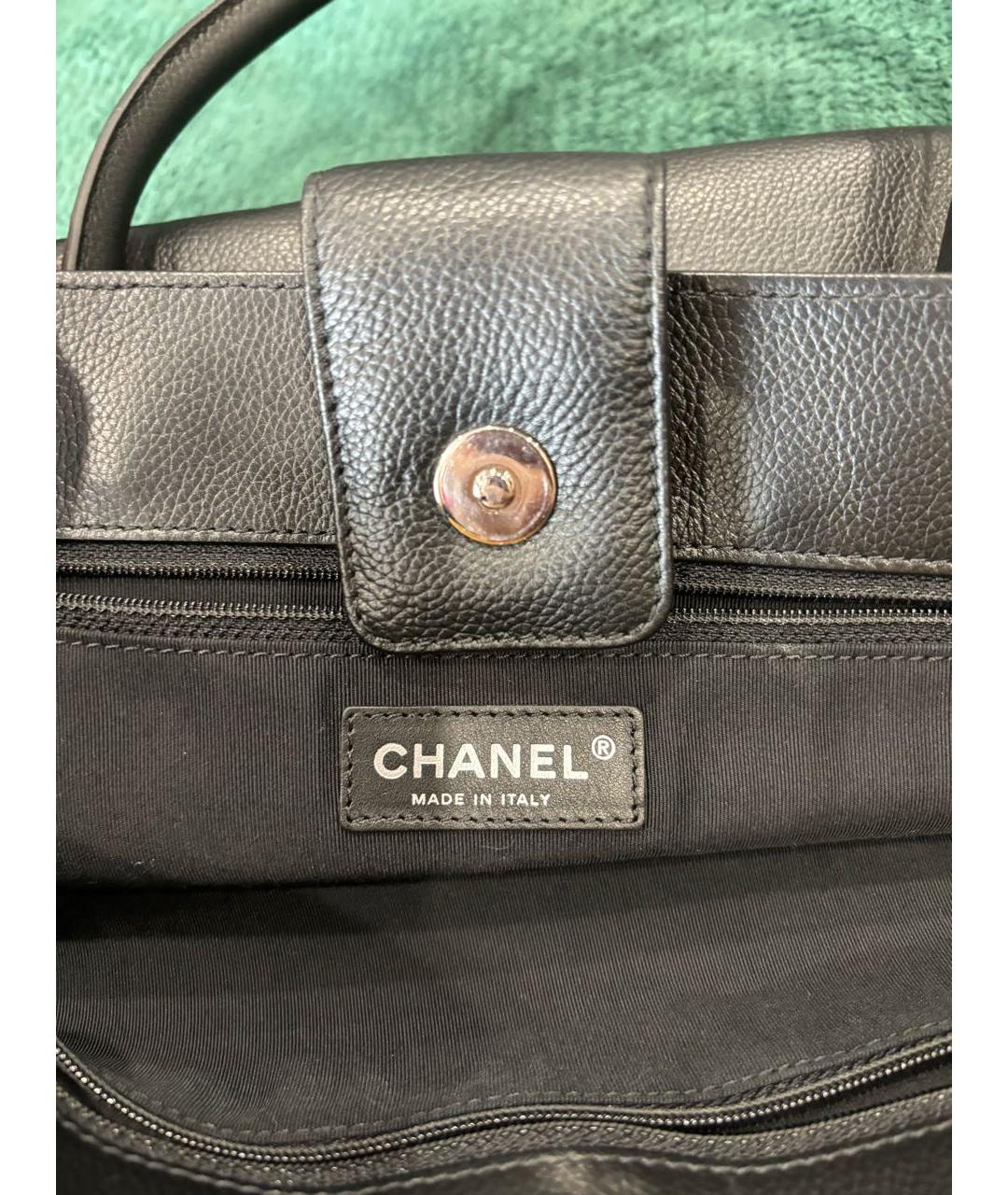 CHANEL PRE-OWNED Черная кожаная сумка тоут, фото 5