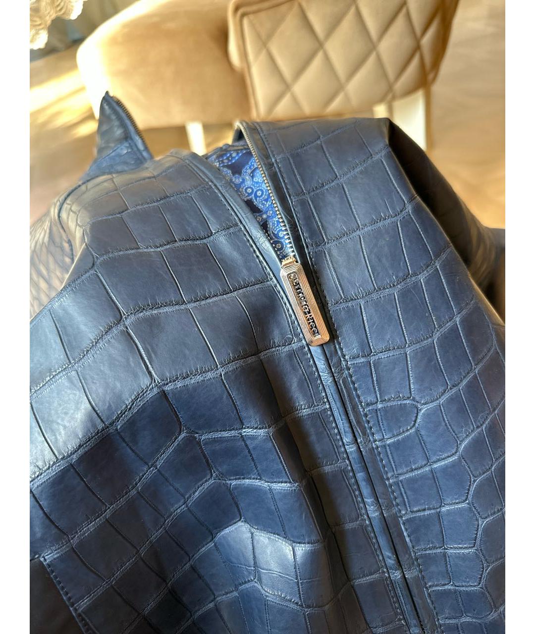 STEFANO RICCI Темно-синяя куртка из экзотической кожи, фото 4