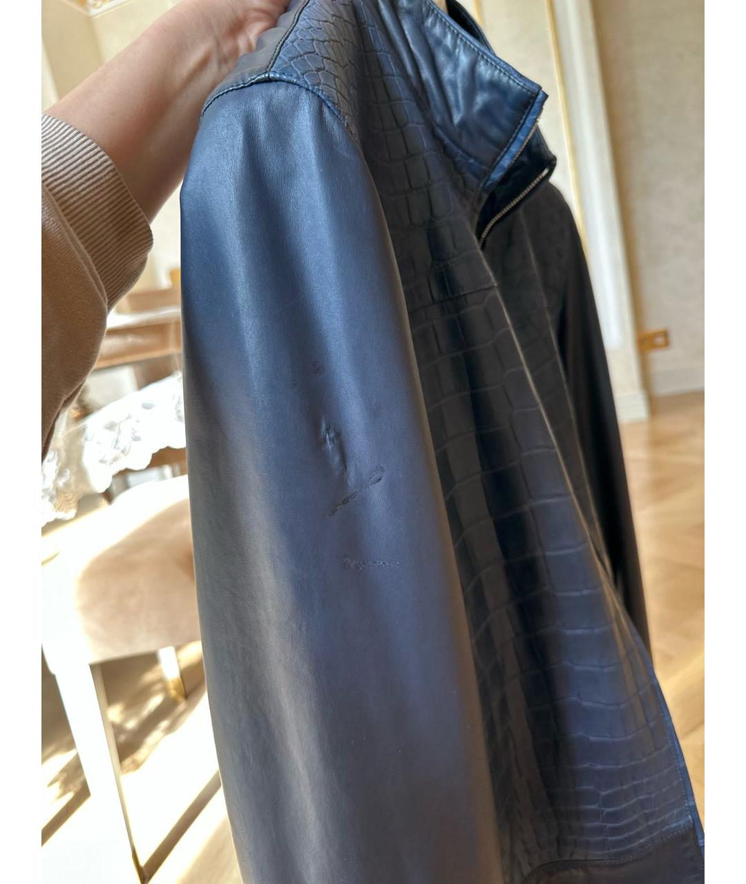 STEFANO RICCI Темно-синяя куртка из экзотической кожи, фото 7
