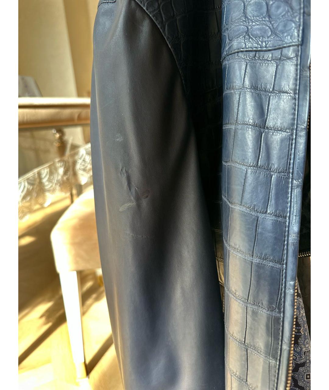 STEFANO RICCI Темно-синяя куртка из экзотической кожи, фото 6