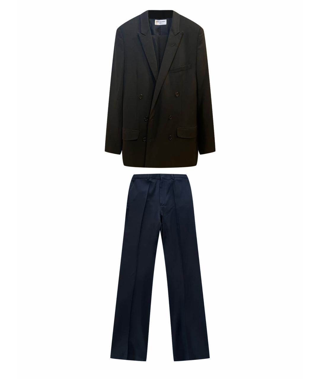 SAINT LAURENT Черный шерстяной костюм с брюками, фото 1