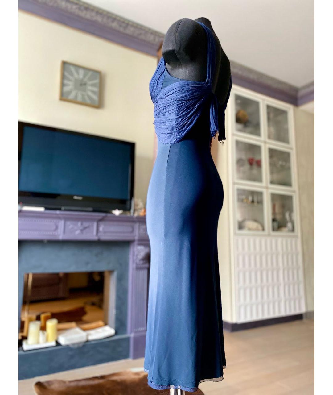 ERMANNO SCERVINO Синее шелковое коктейльное платье, фото 3