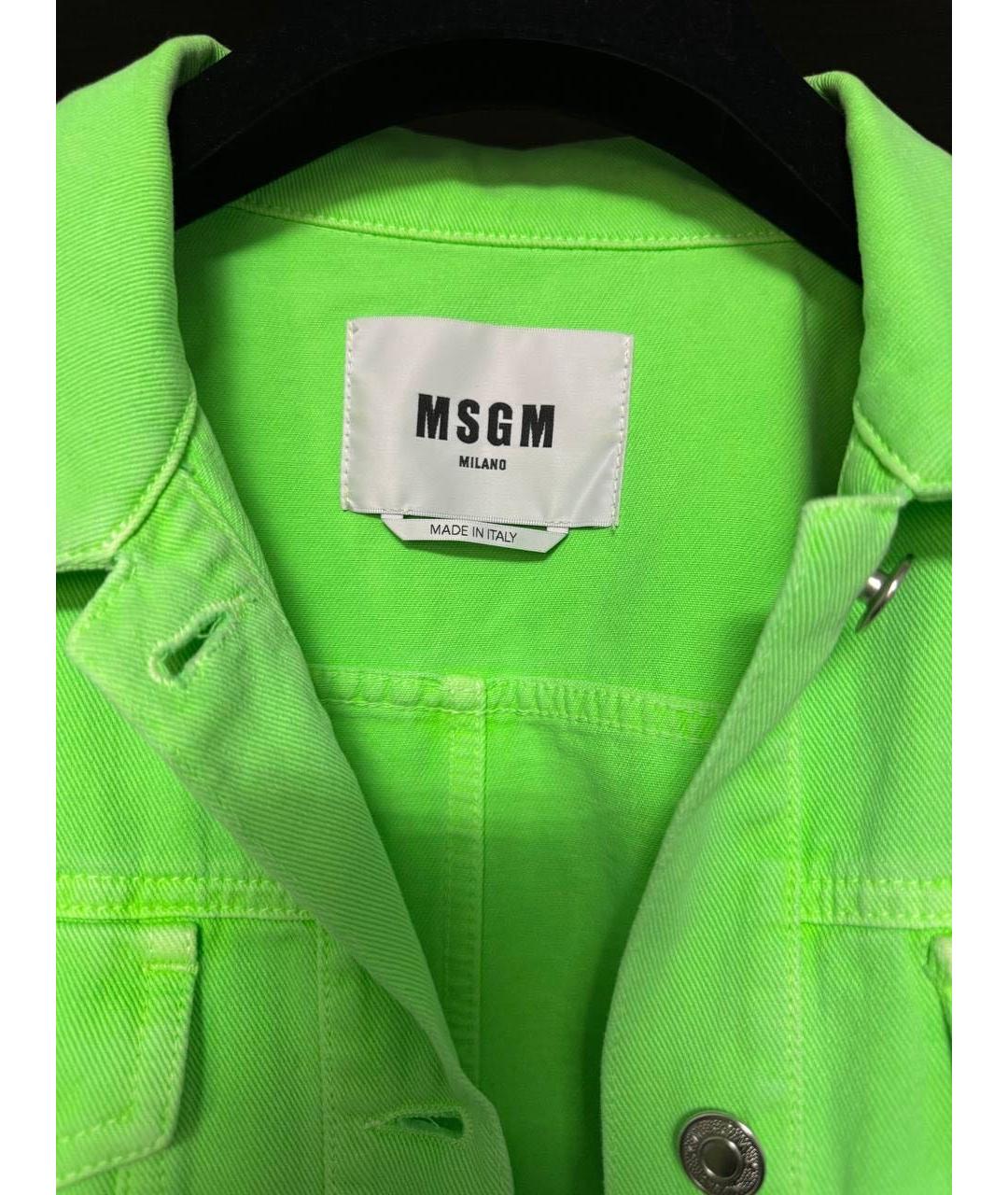 MSGM Салатовая деним куртка, фото 4