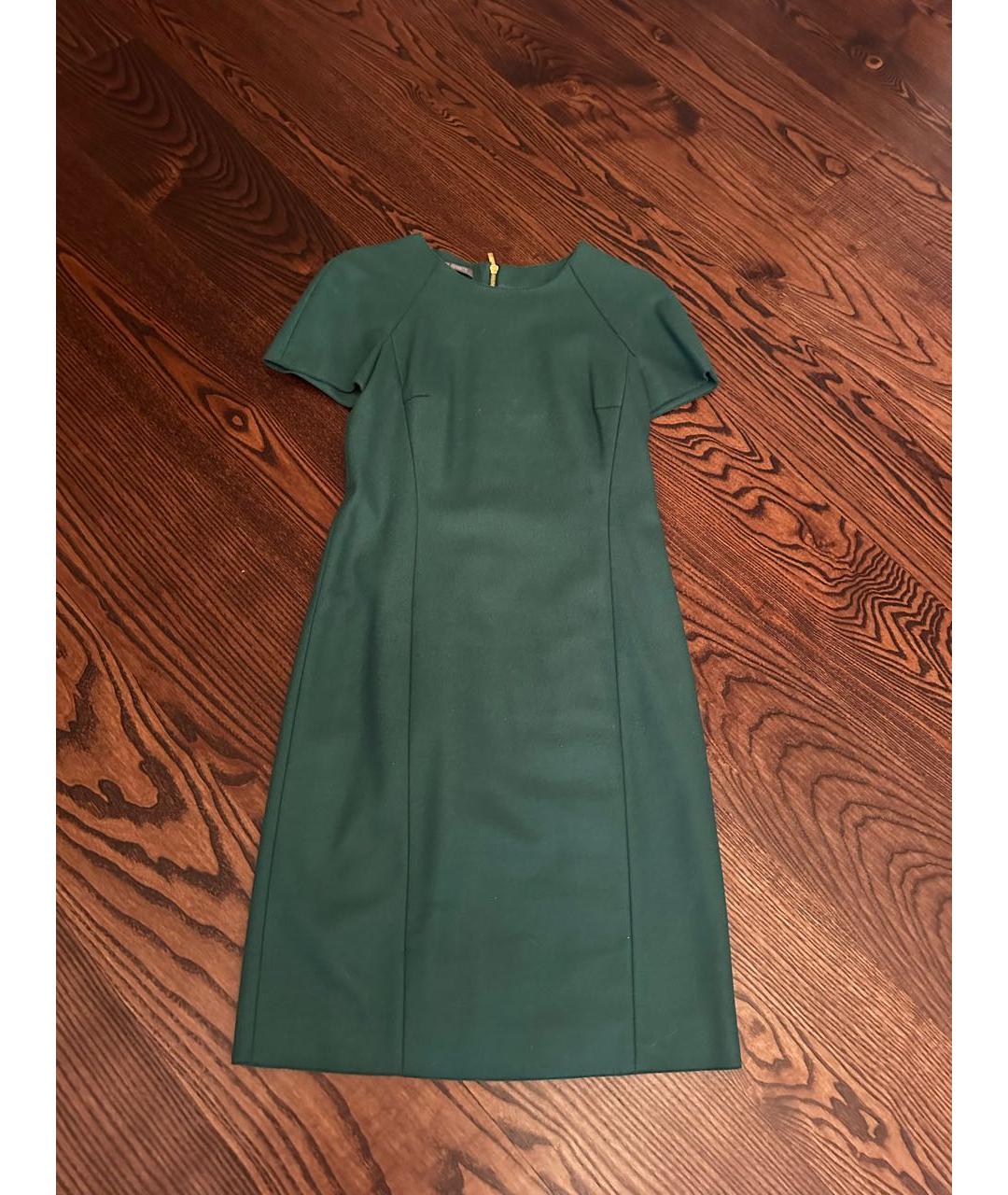 ALBERTA FERRETTI Зеленые шерстяное повседневное платье, фото 7