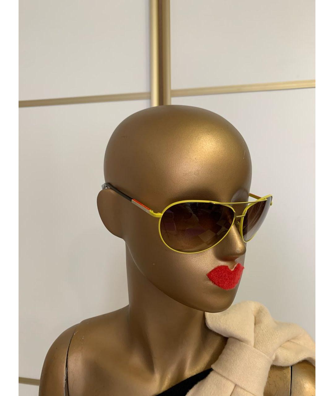 PRADA Желтые металлические солнцезащитные очки, фото 5