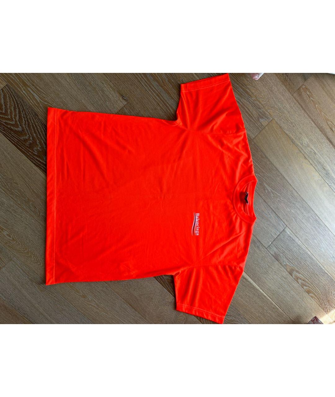 BALENCIAGA Оранжевая хлопковая футболка, фото 5