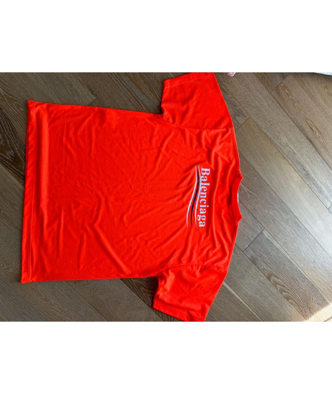 BALENCIAGA Оранжевая хлопковая футболка, фото 2