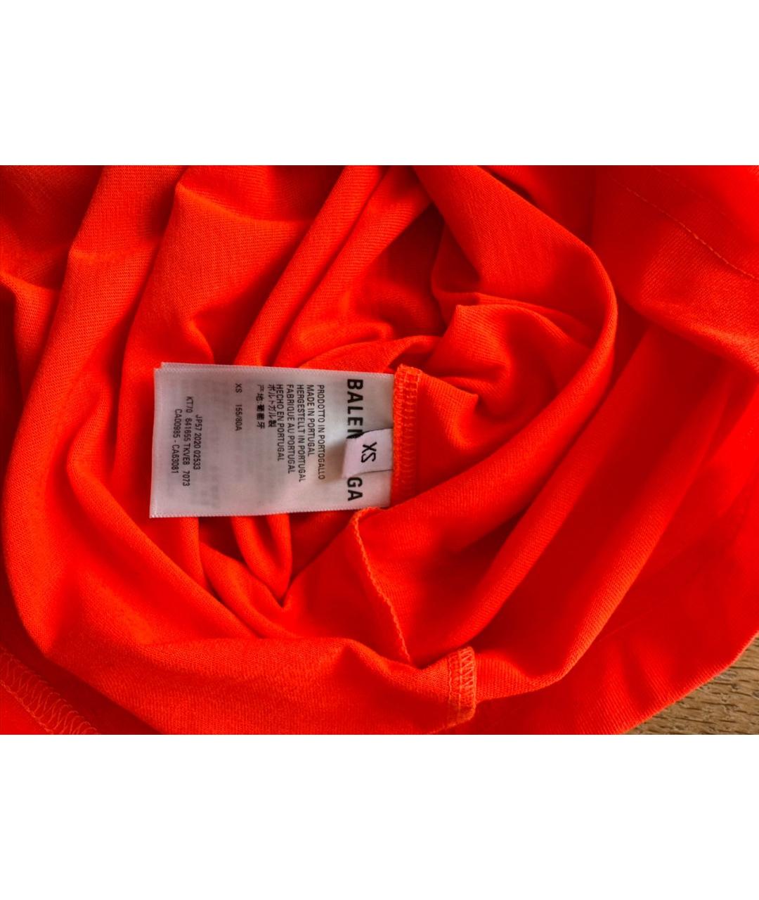 BALENCIAGA Оранжевая хлопковая футболка, фото 4
