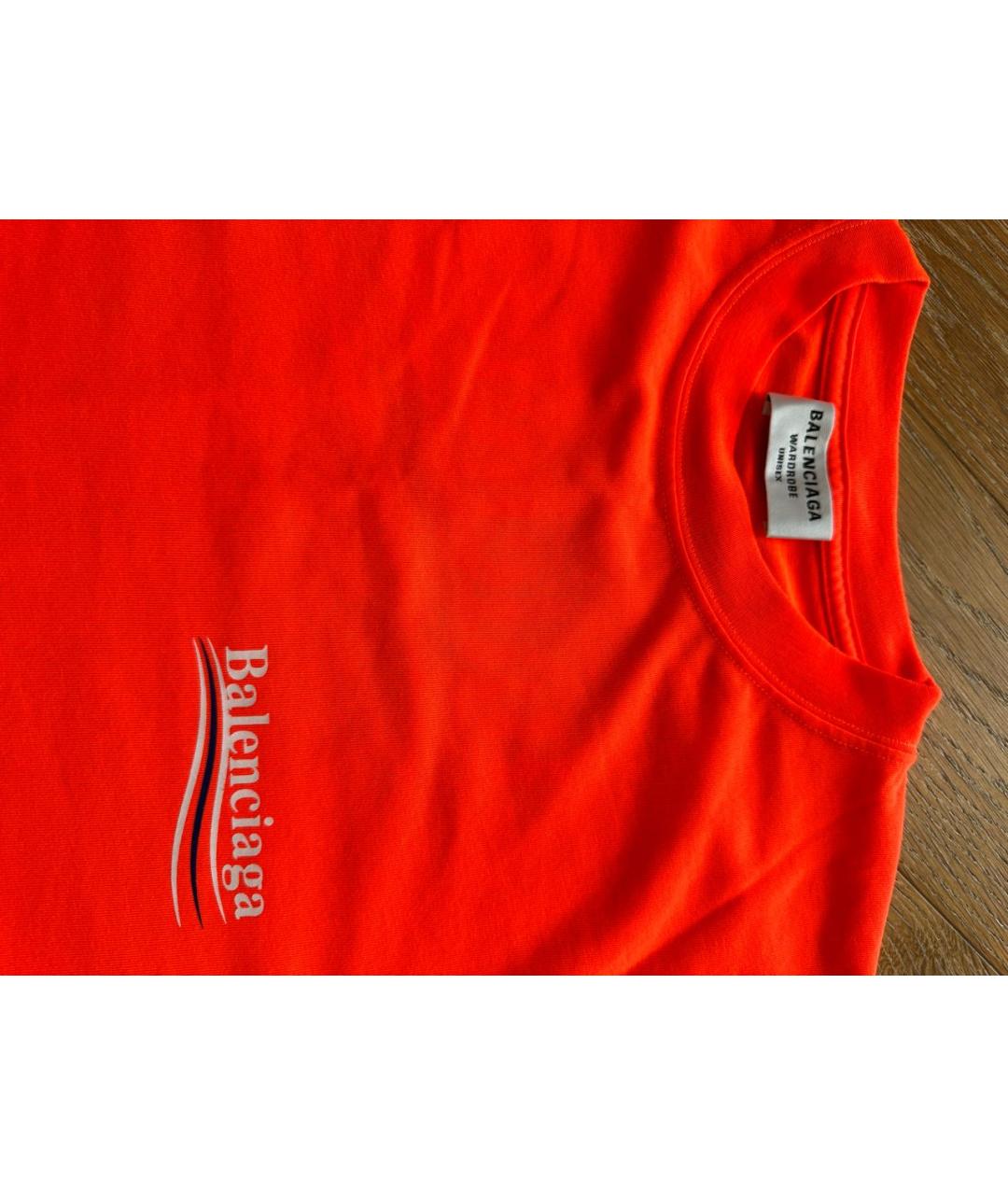 BALENCIAGA Оранжевая хлопковая футболка, фото 3