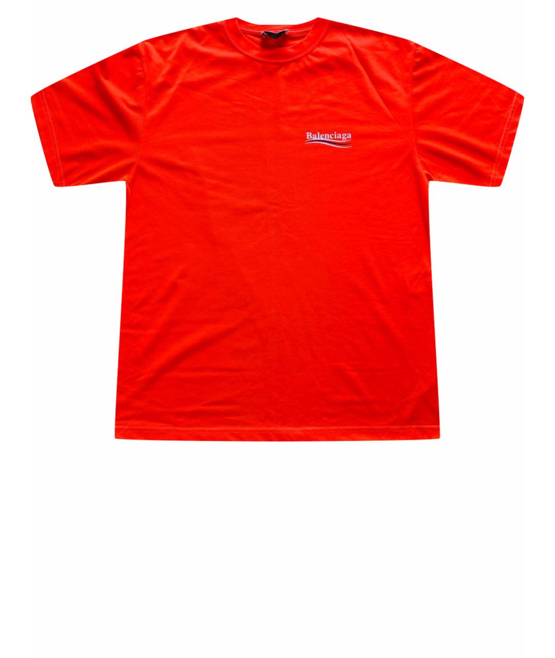 BALENCIAGA Оранжевая хлопковая футболка, фото 1