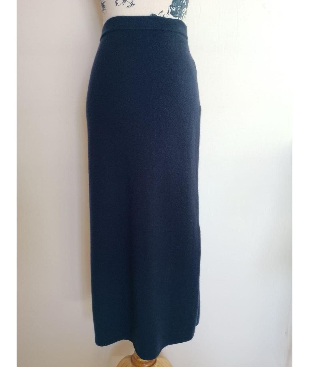 ALLUDE Темно-синяя кашемировая юбка макси, фото 3