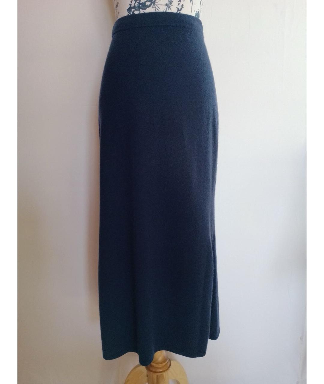 ALLUDE Темно-синяя кашемировая юбка макси, фото 6