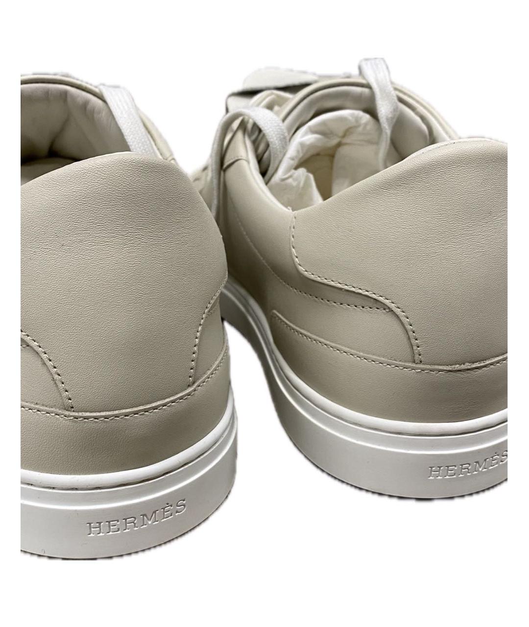 HERMES PRE-OWNED Бежевые кожаные низкие кроссовки / кеды, фото 4